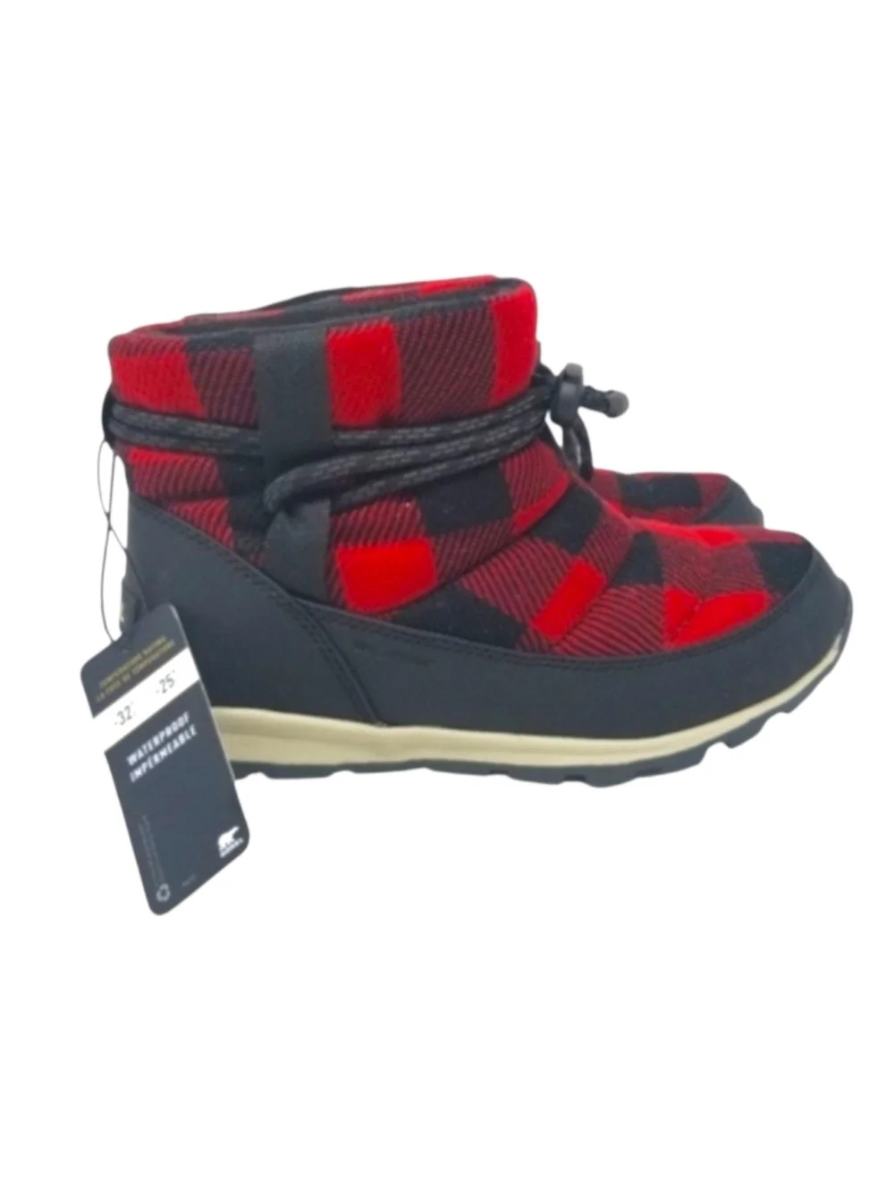 Sorel Whitney Short Dahlia Red Plaid Boot Size 7